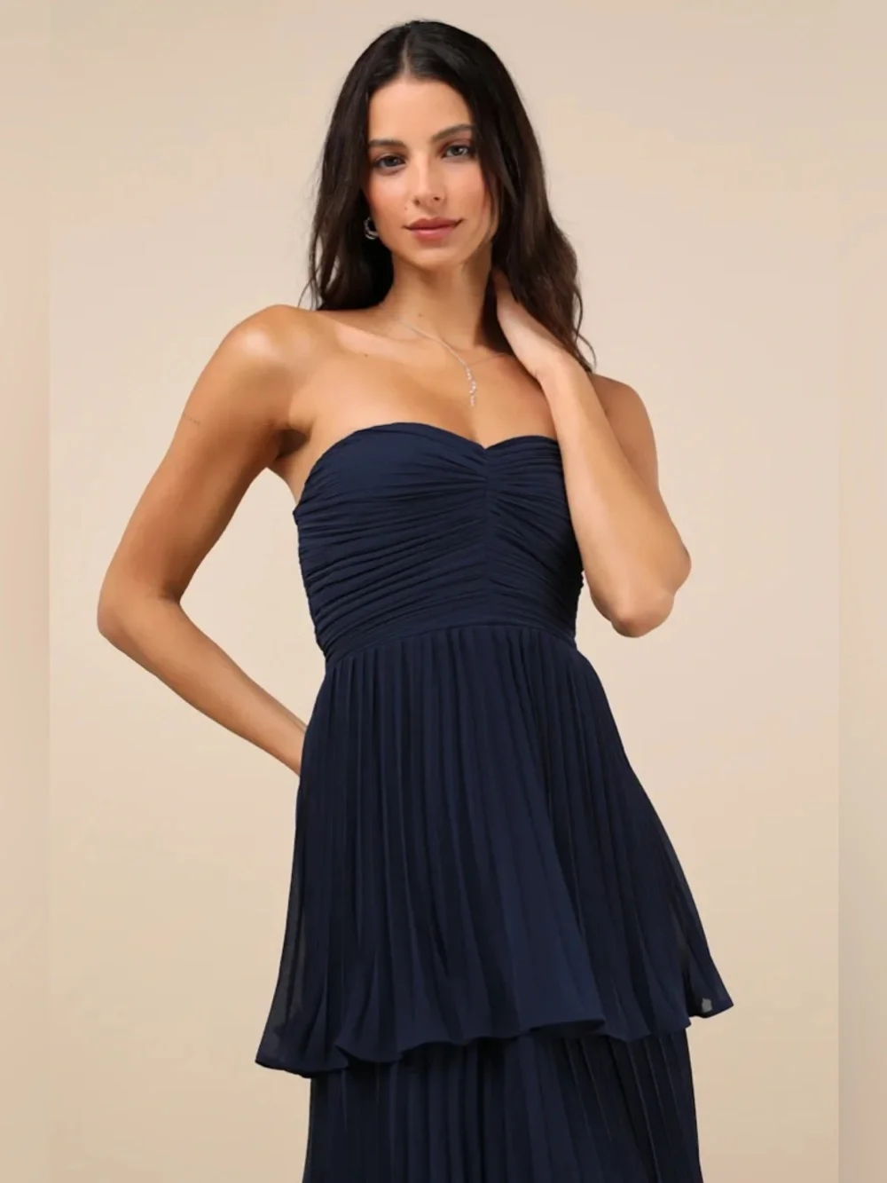 Lulus Seriously Sensational Navy Blue Strapless Tiered Maxi Dress - Picture 4 of 12